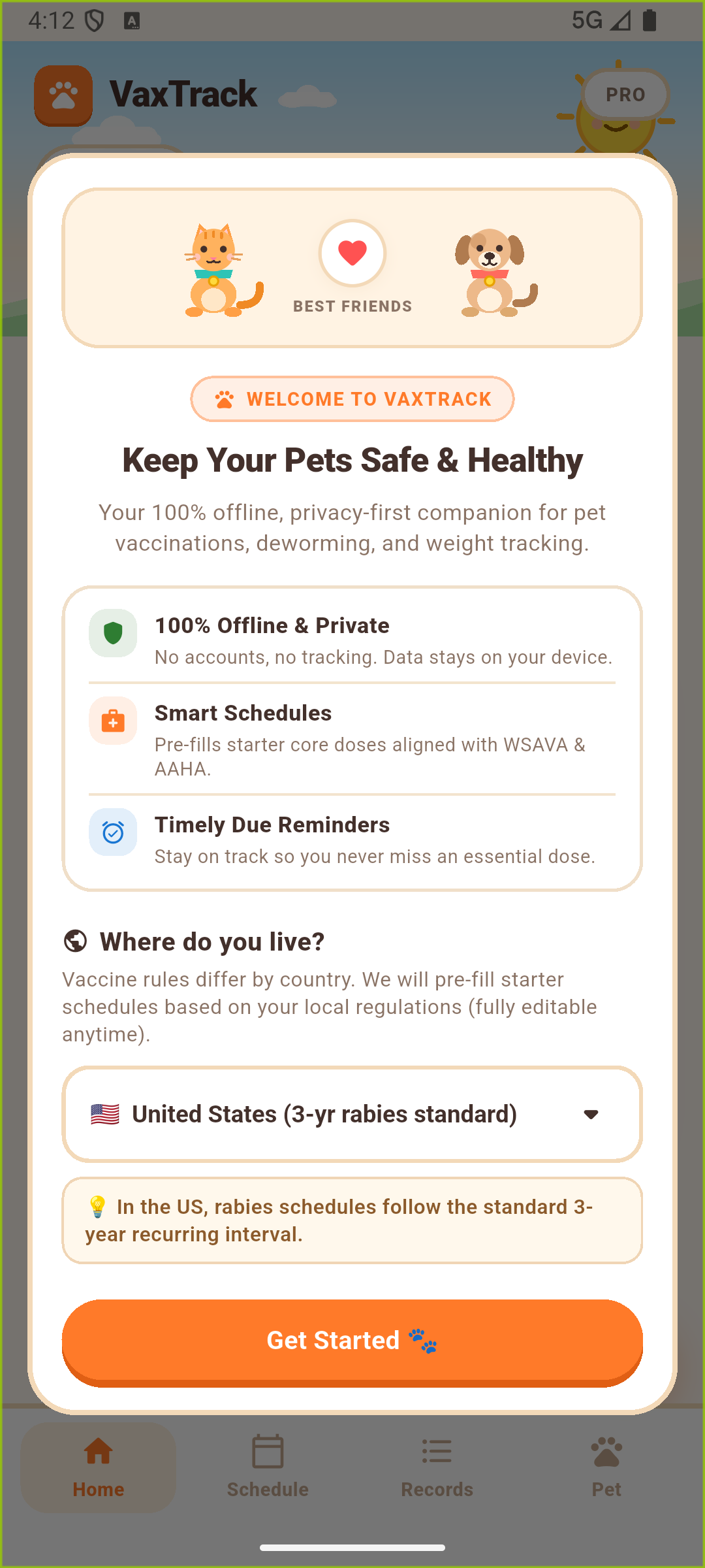 VaxTrack Pet Detail & Vaccination Card